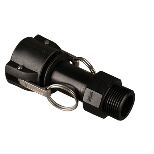 PE-el Gewindenippel mit Camlock-Mutterteil, elektrisch leitfähig, Dichtung FEP-FKM